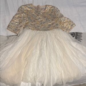 Dolce & Gabbana Gold and Cream Formal Kids Dress